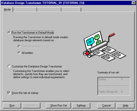 Database Design Transformer dialog box